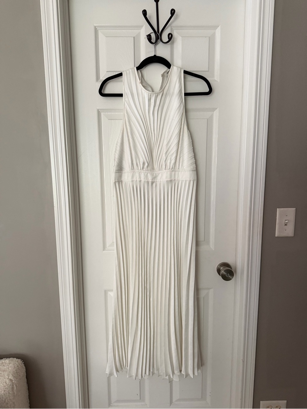 Sandro White Pleated Halter Maxi Dress